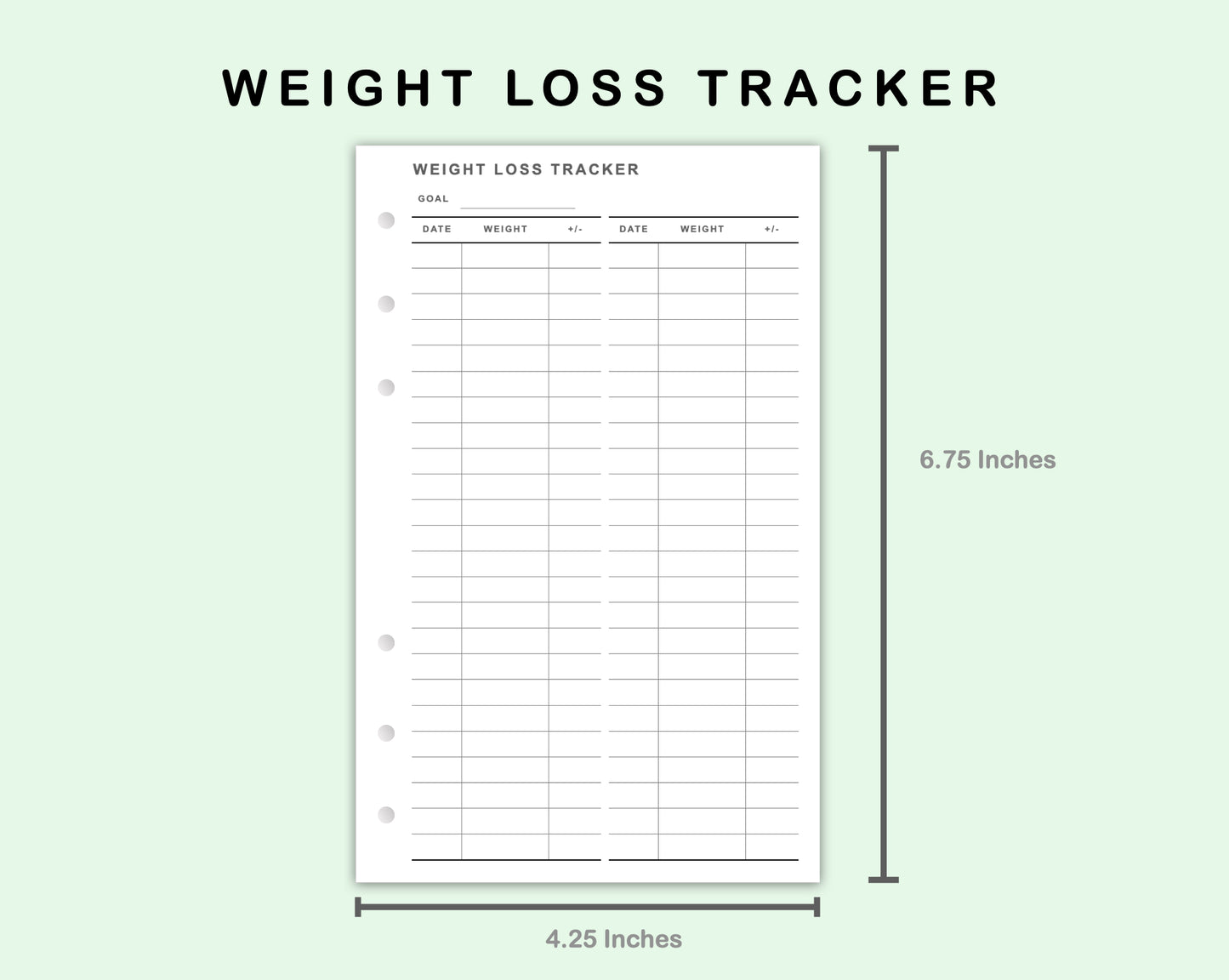 FC Compact Inserts - Weight Loss Tracker