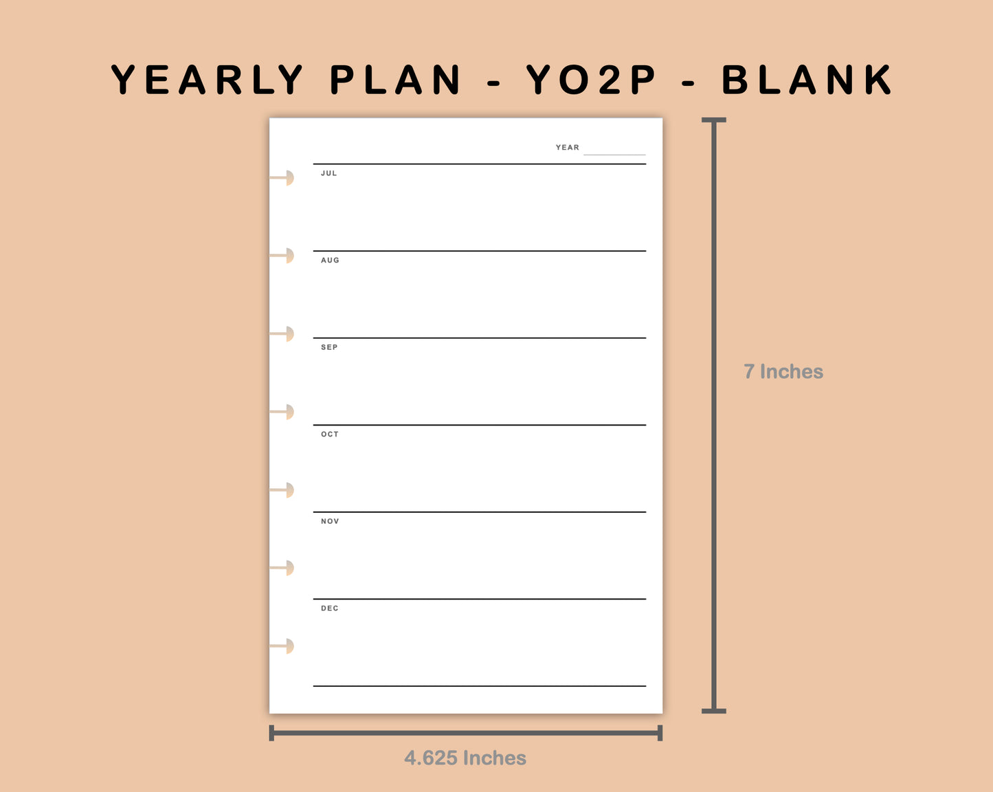 Mini Happy Planner Inserts - Yearly Plan - YO2P - Blank