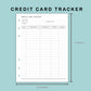 B6 Wide Inserts - Credit Card Tracker