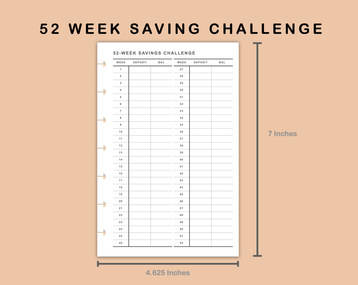 Mini Happy Planner Inserts - 52 Week Saving Challenge