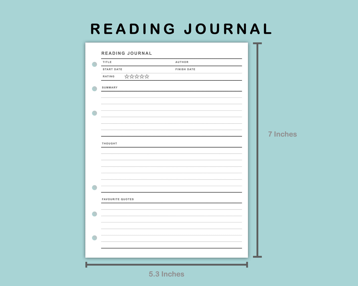 B6 Wide Inserts - Reading Journal