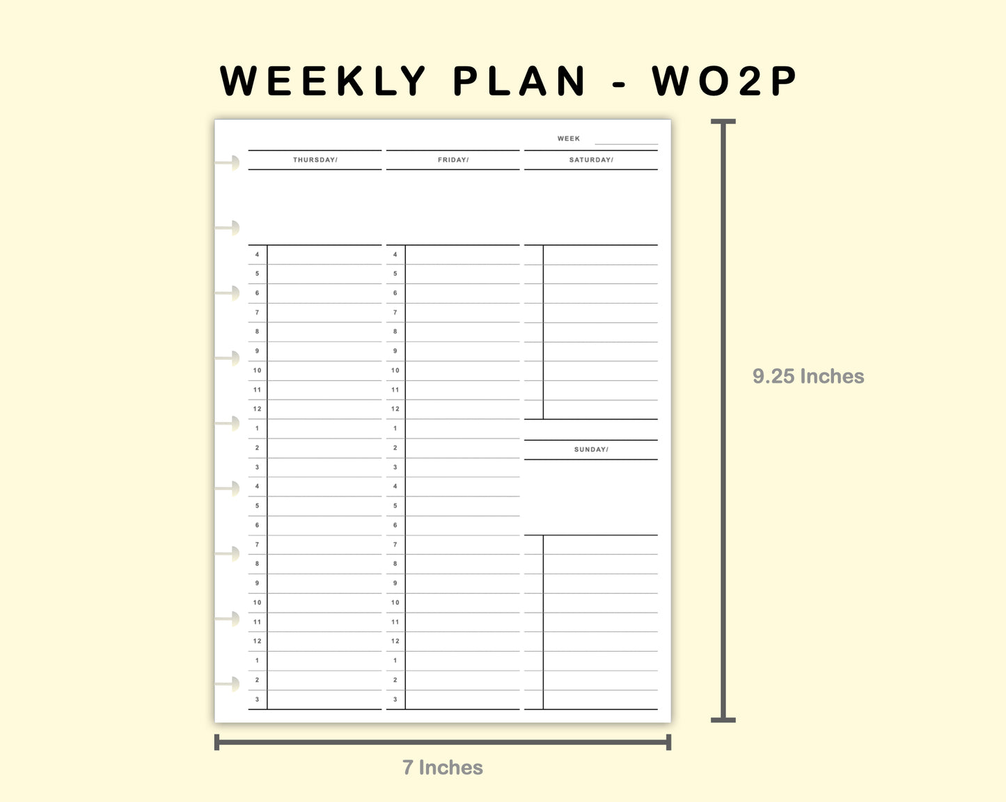 Classic HP Inserts - Weekly Plan - Vertical