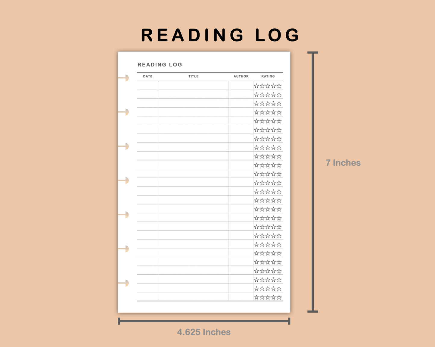 Mini Happy Planner Inserts - Reading Log