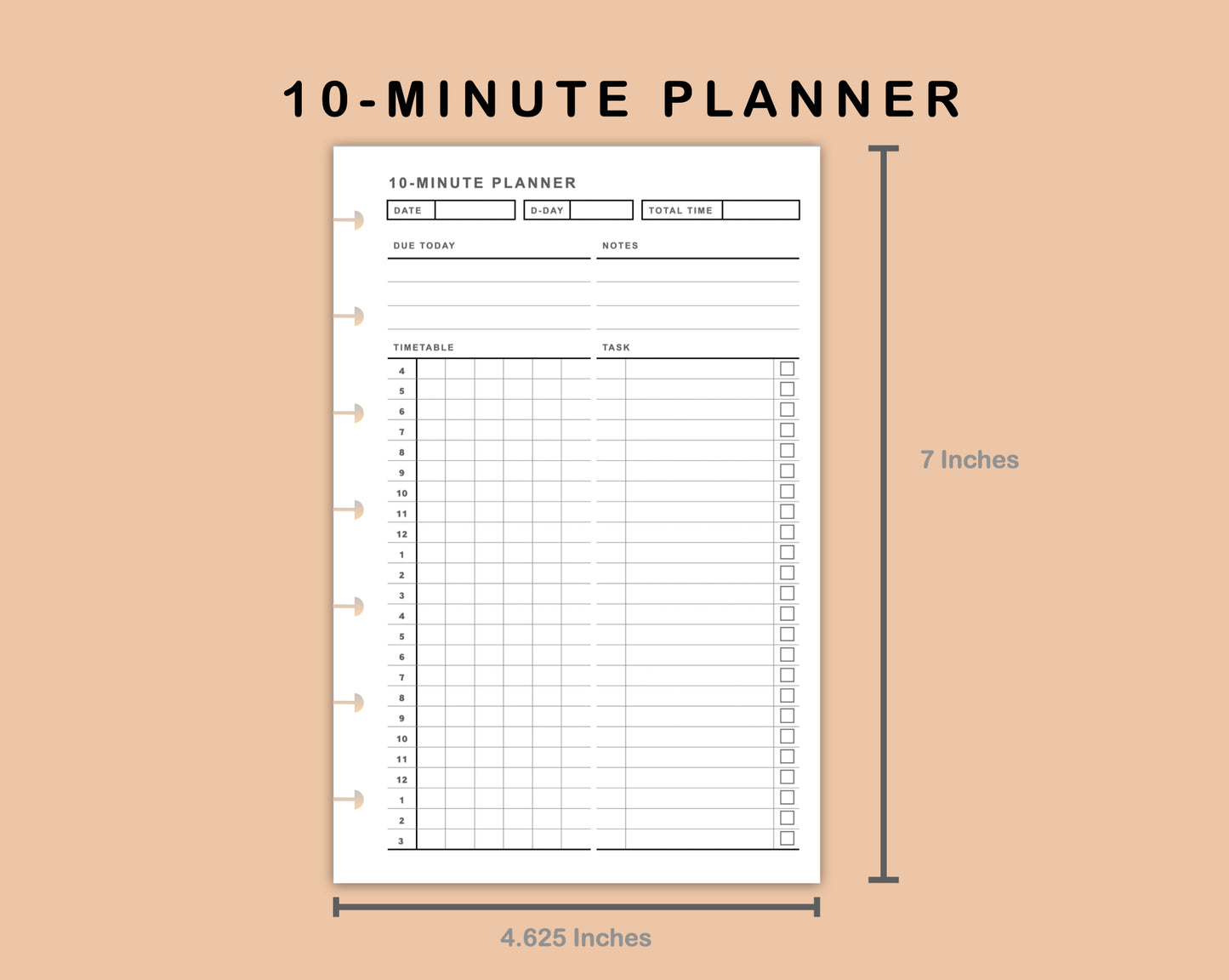 Mini Happy Planner Inserts - 10 Minute Tracker