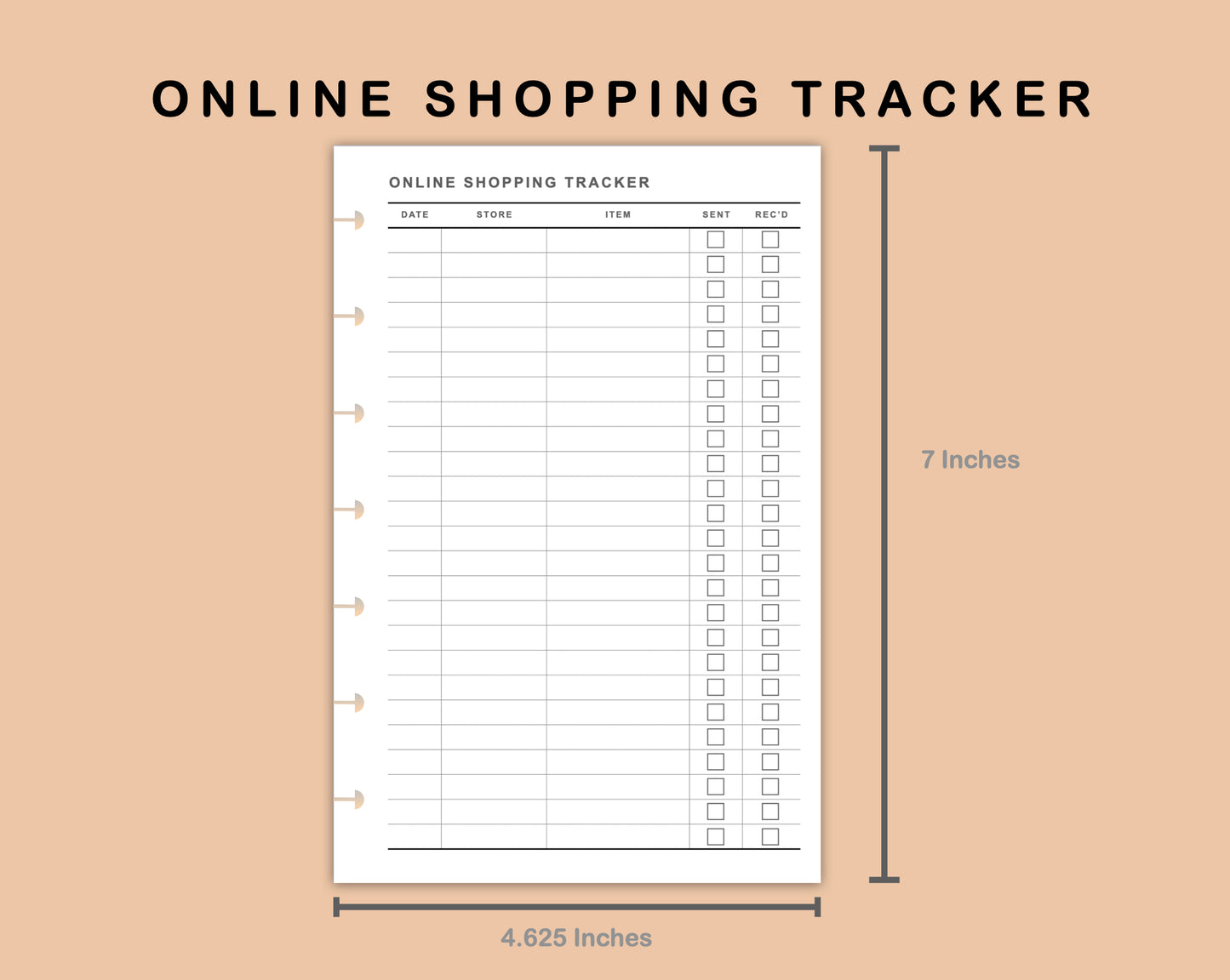 Mini Happy Planner Inserts - Online Shopping Tracker