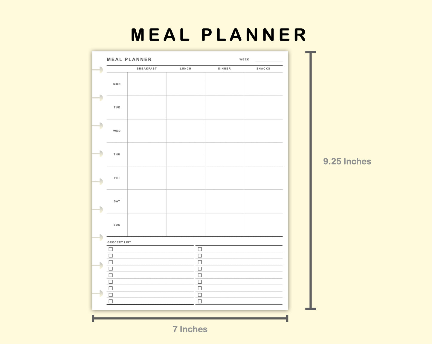 Classic HP Inserts - Meal Planner with Grocery List