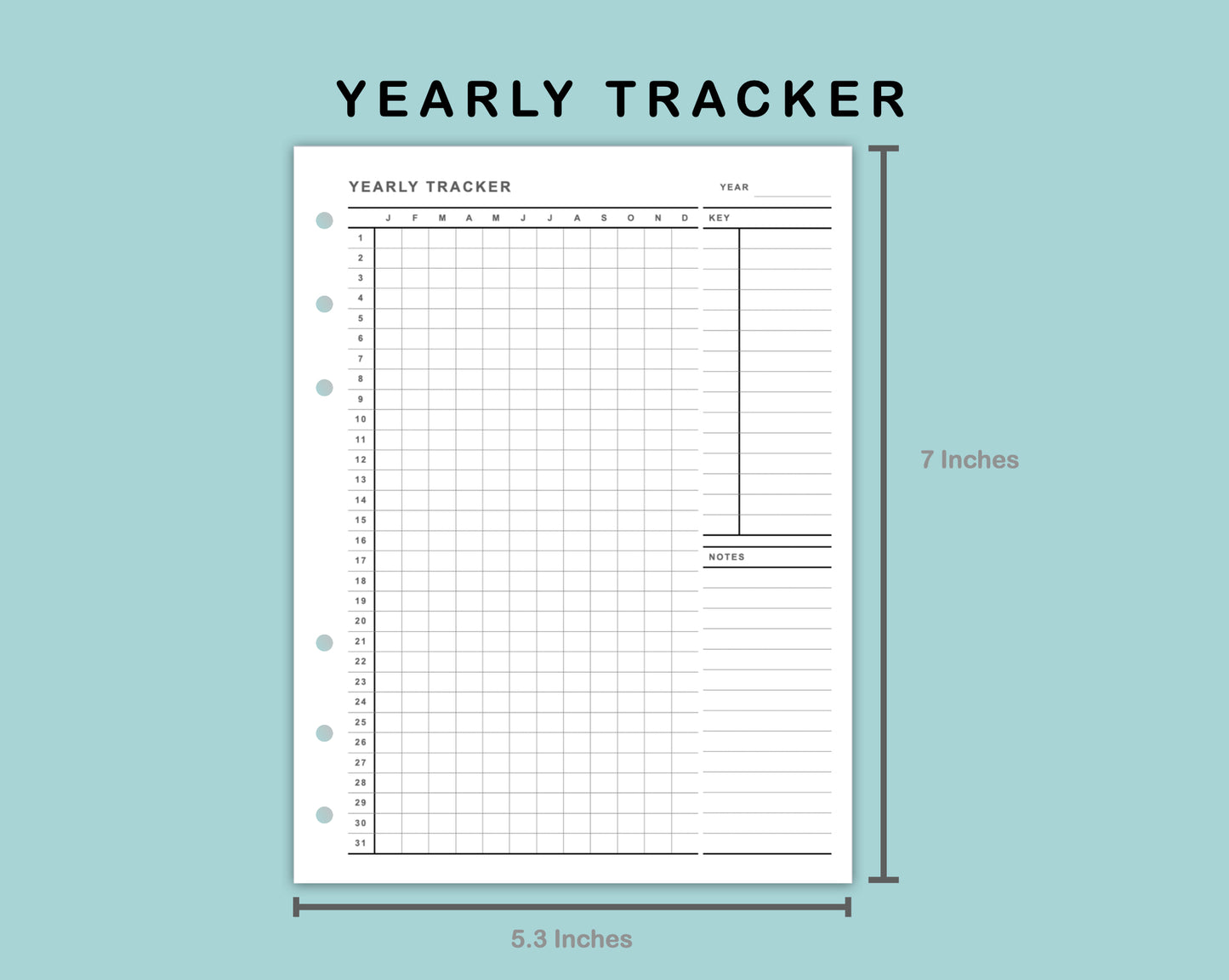 B6 Wide Inserts - Yearly Tracker