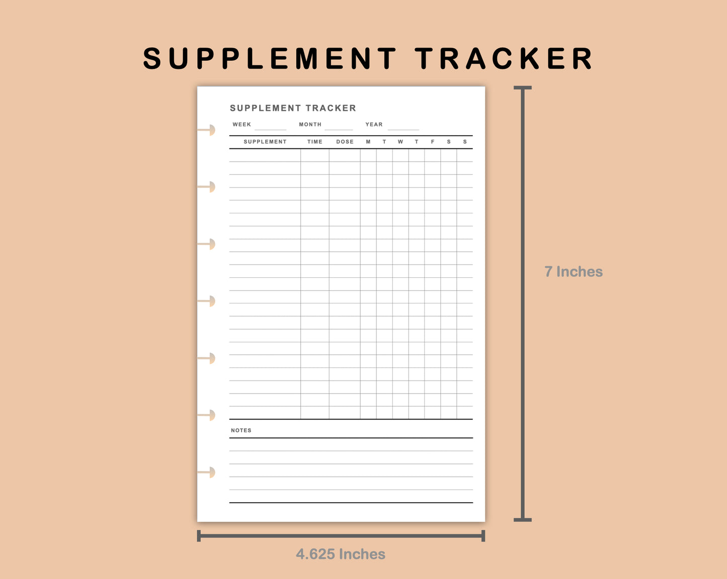 Mini Happy Planner Inserts - Supplement Tracker