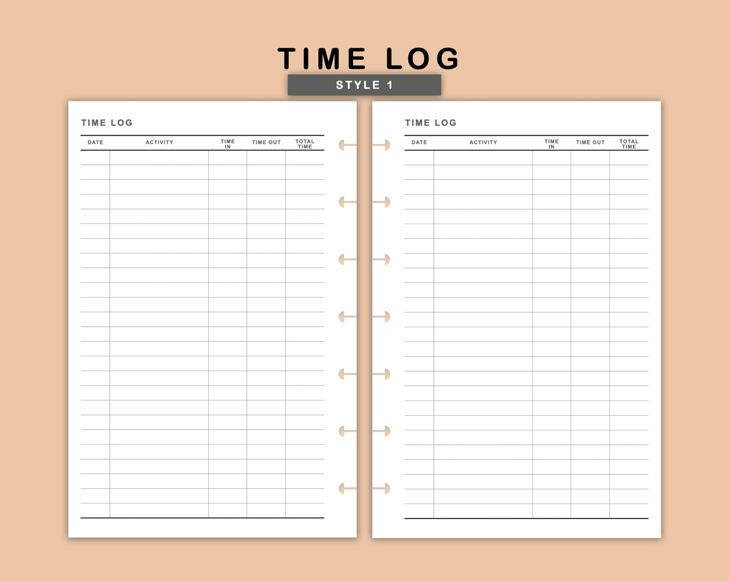 Mini Happy Planner Inserts - Time Log