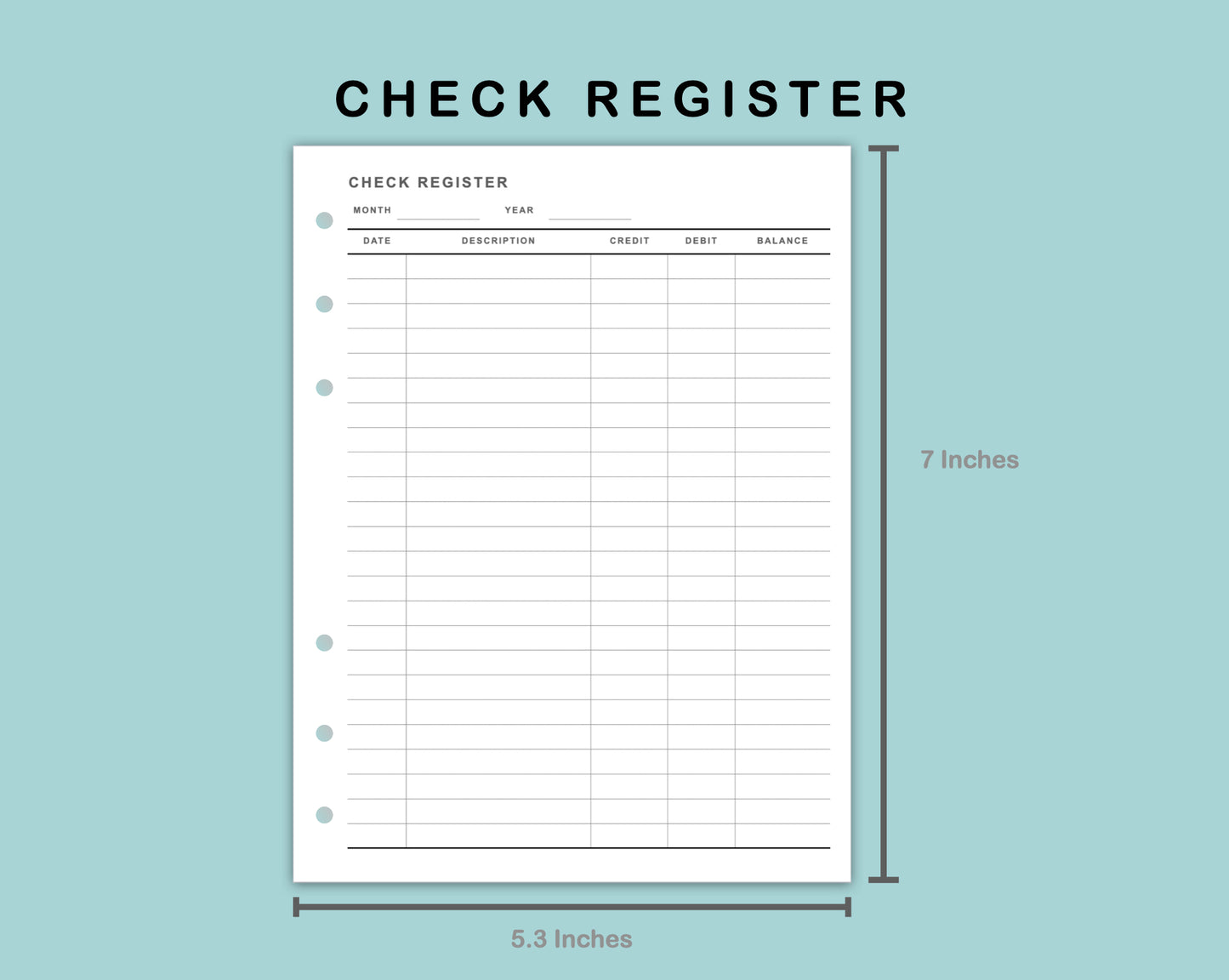 B6 Wide Inserts - Check Register