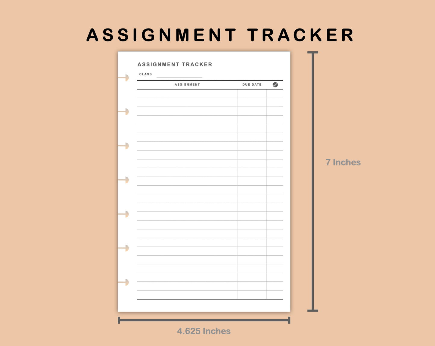 Mini Happy Planner Inserts - Assignment Tracker