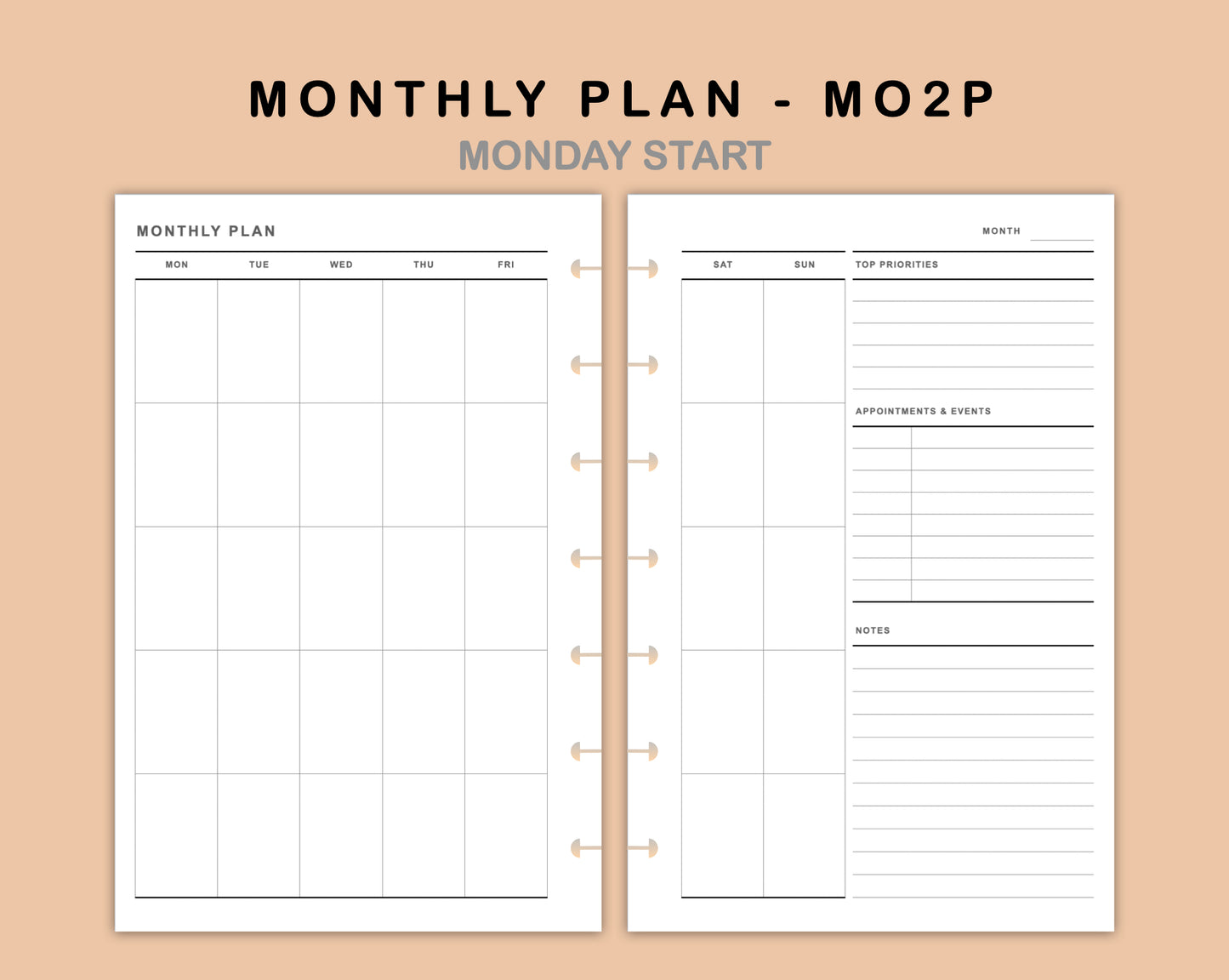 Mini Happy Planner Inserts - Monthly Plan - MO2P - with Top Priority