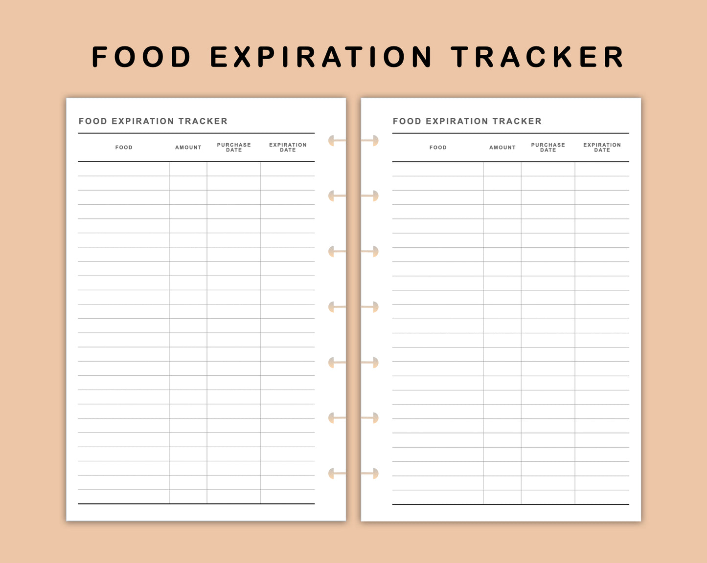 Mini Happy Planner Inserts - Food Expiration Tracker