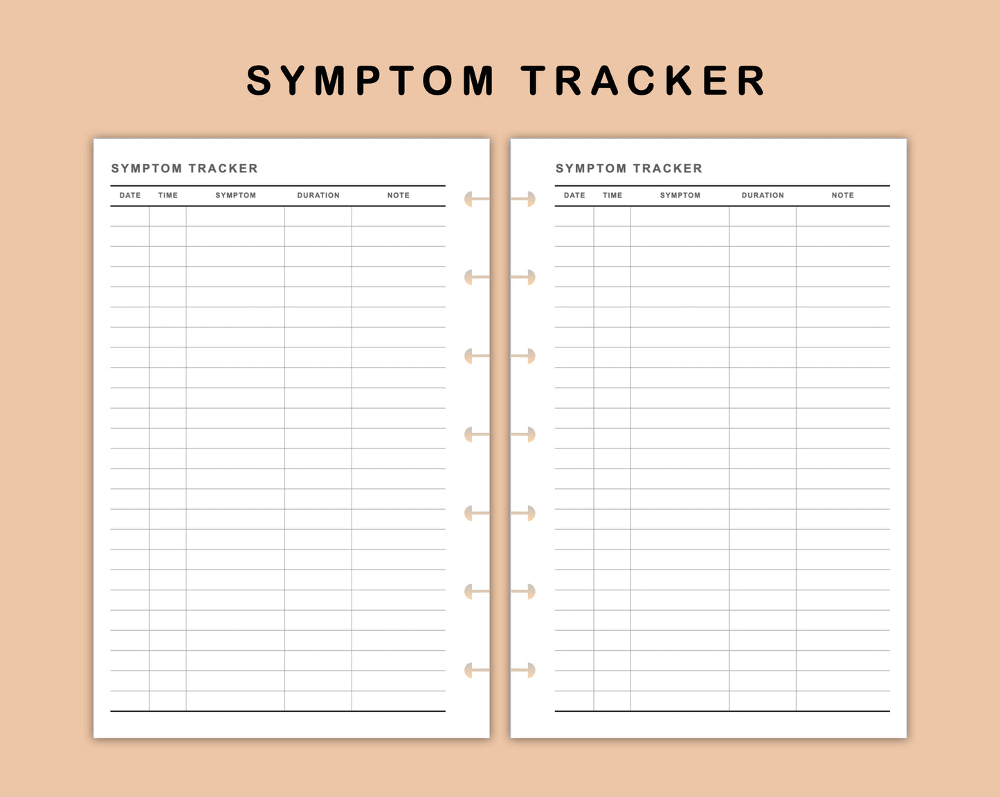 Mini Happy Planner Inserts - Symptom Tracker