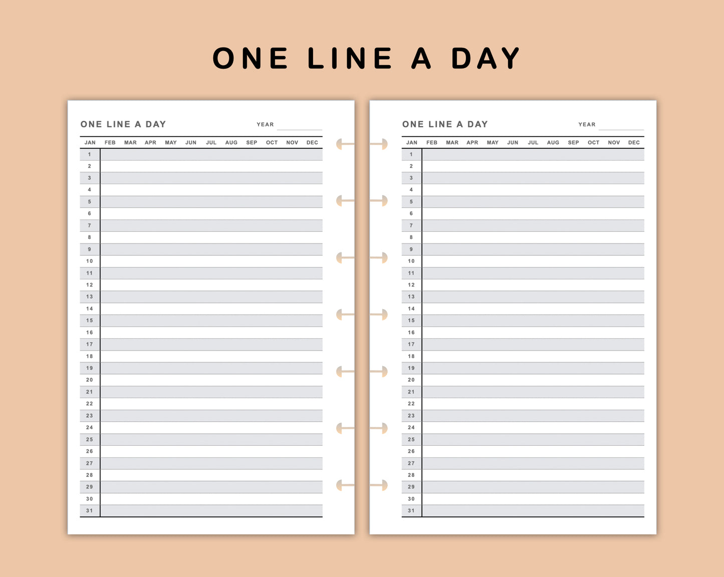 Mini Happy Planner Inserts - One Line A Day
