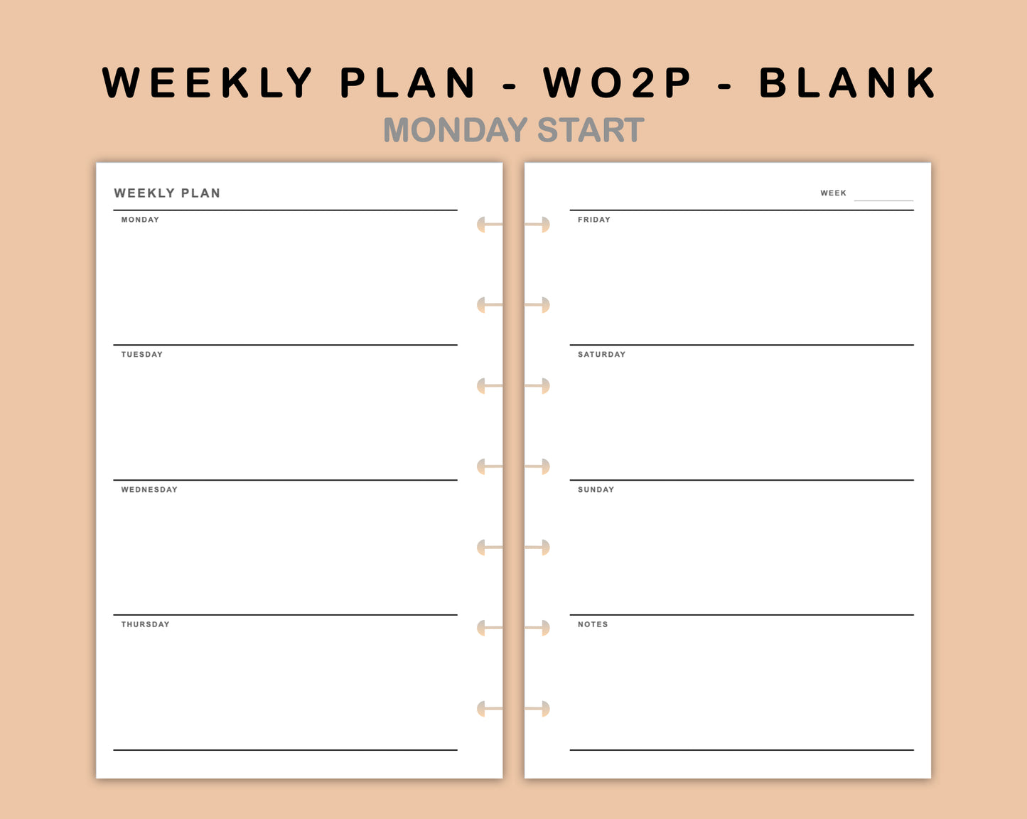 Mini Happy Planner Inserts - Weekly Plan - WO2P - Blank