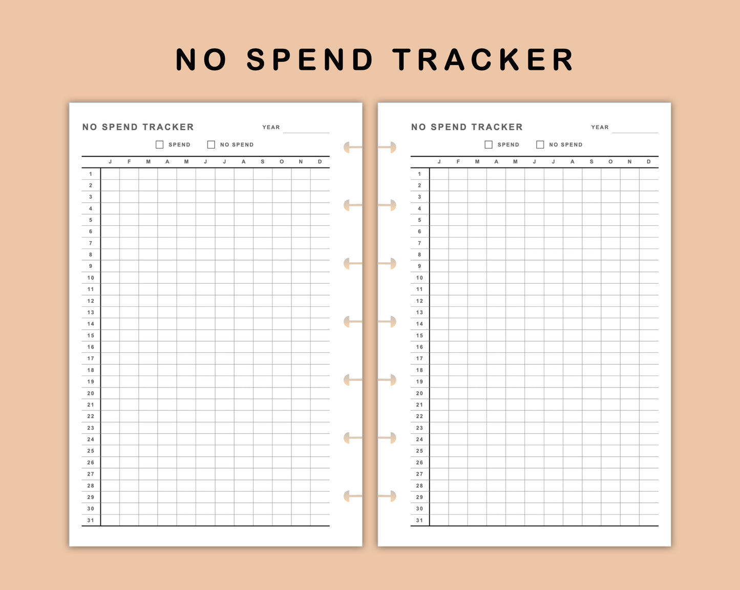 Mini Happy Planner Inserts - No Spend Tracker