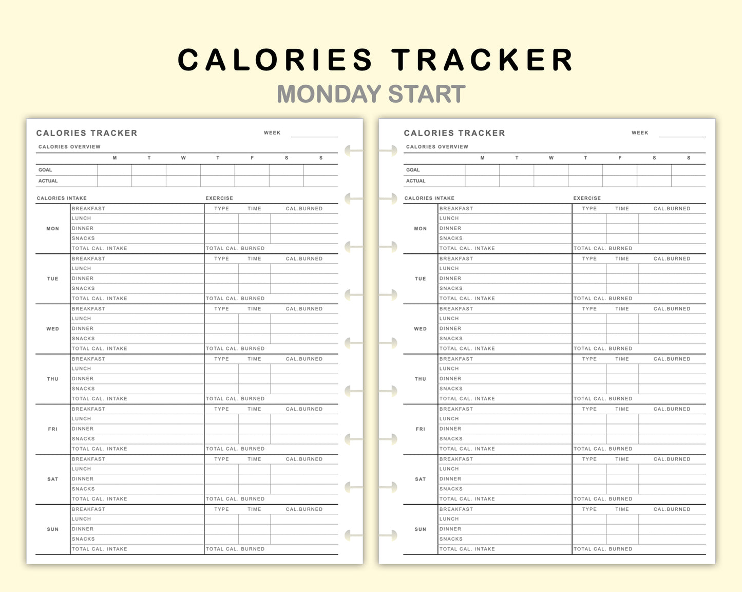 Classic HP Inserts - Calories Tracker