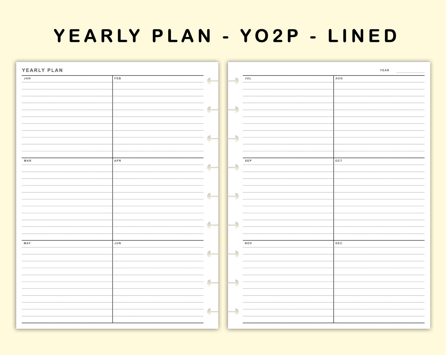 Classic HP Inserts - Yearly Plan - YO2P - Lined