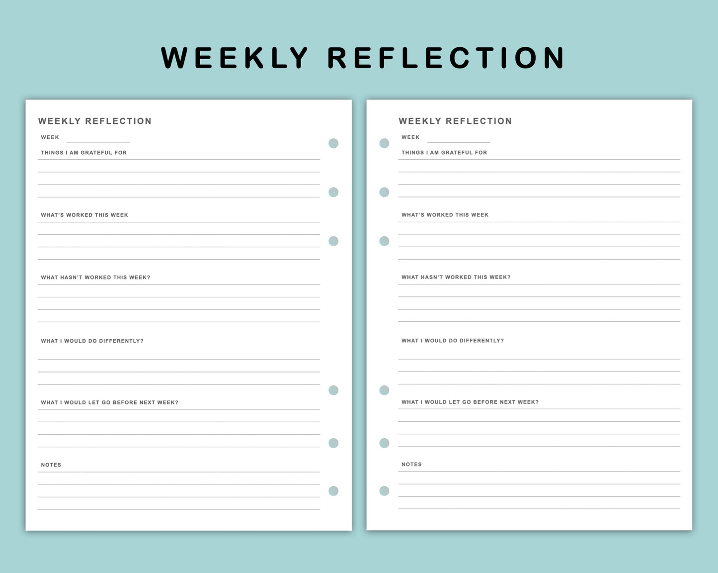 B6 Wide Inserts - Weekly Reflection