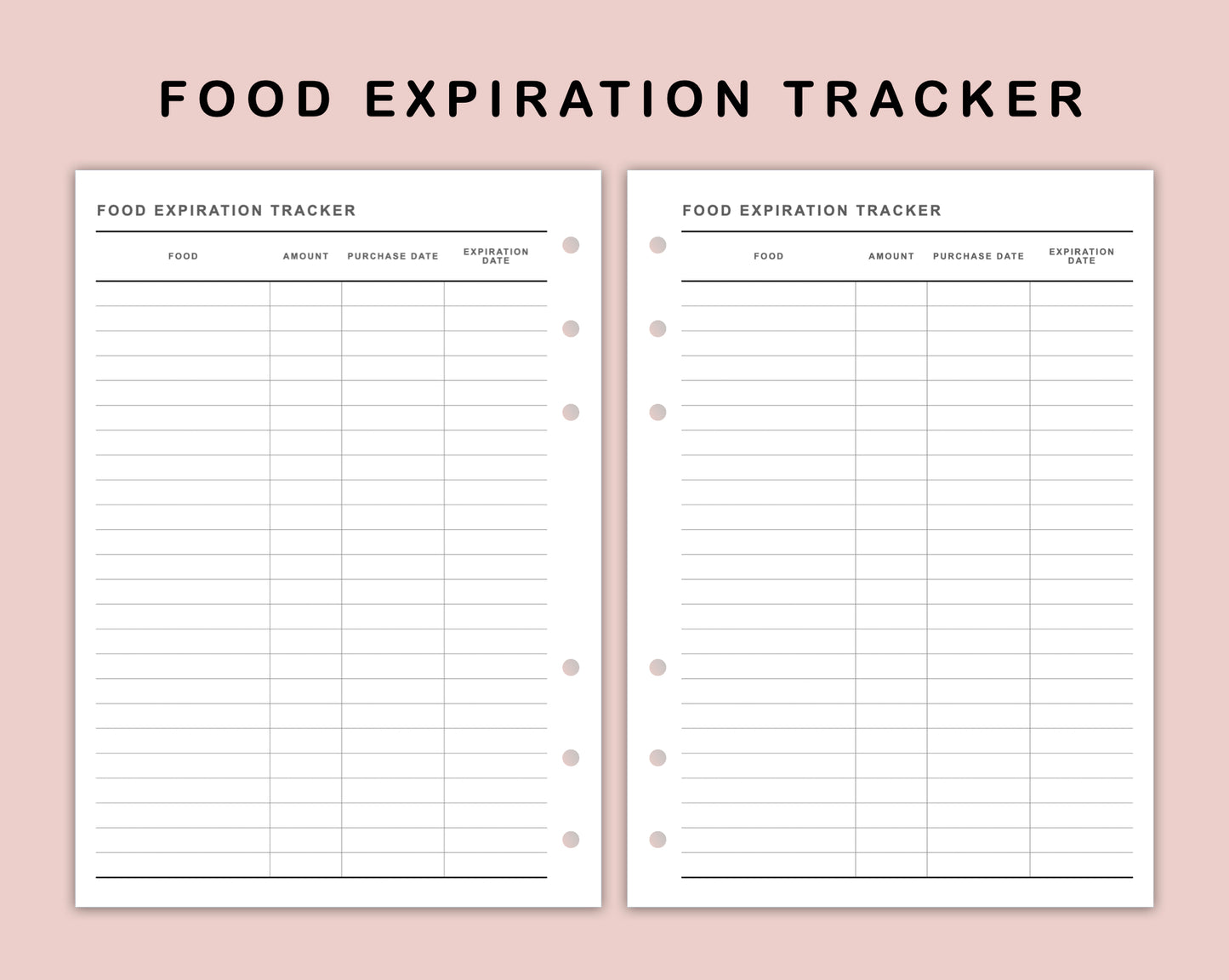 B6 Inserts - Food Expiration Tracker