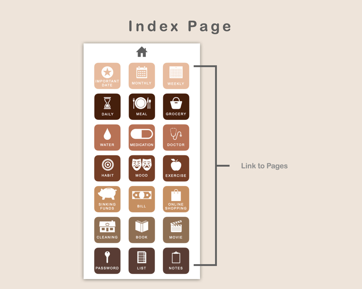 Digital Phone Planner - Brown Coffee