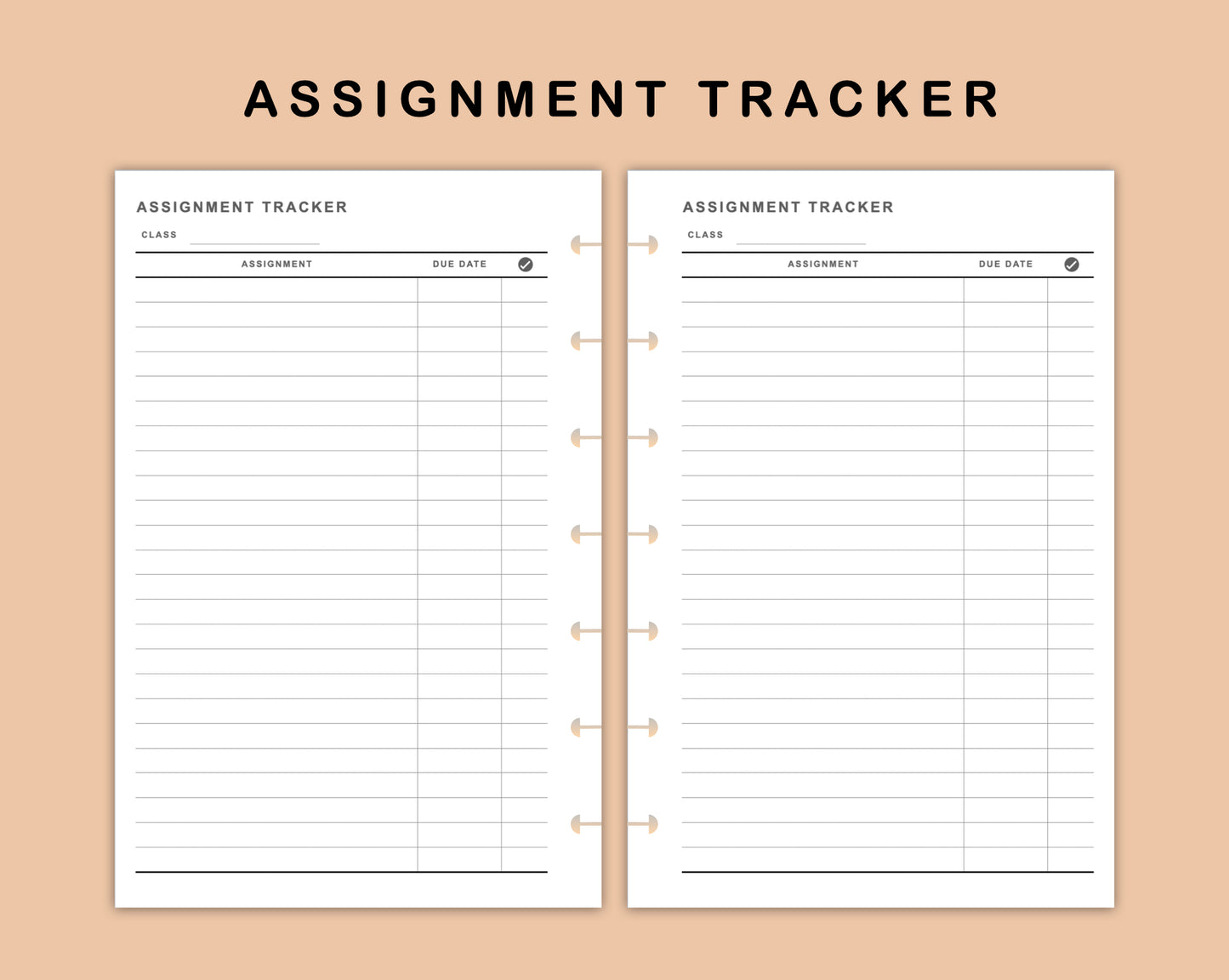 Mini Happy Planner Inserts - Assignment Tracker