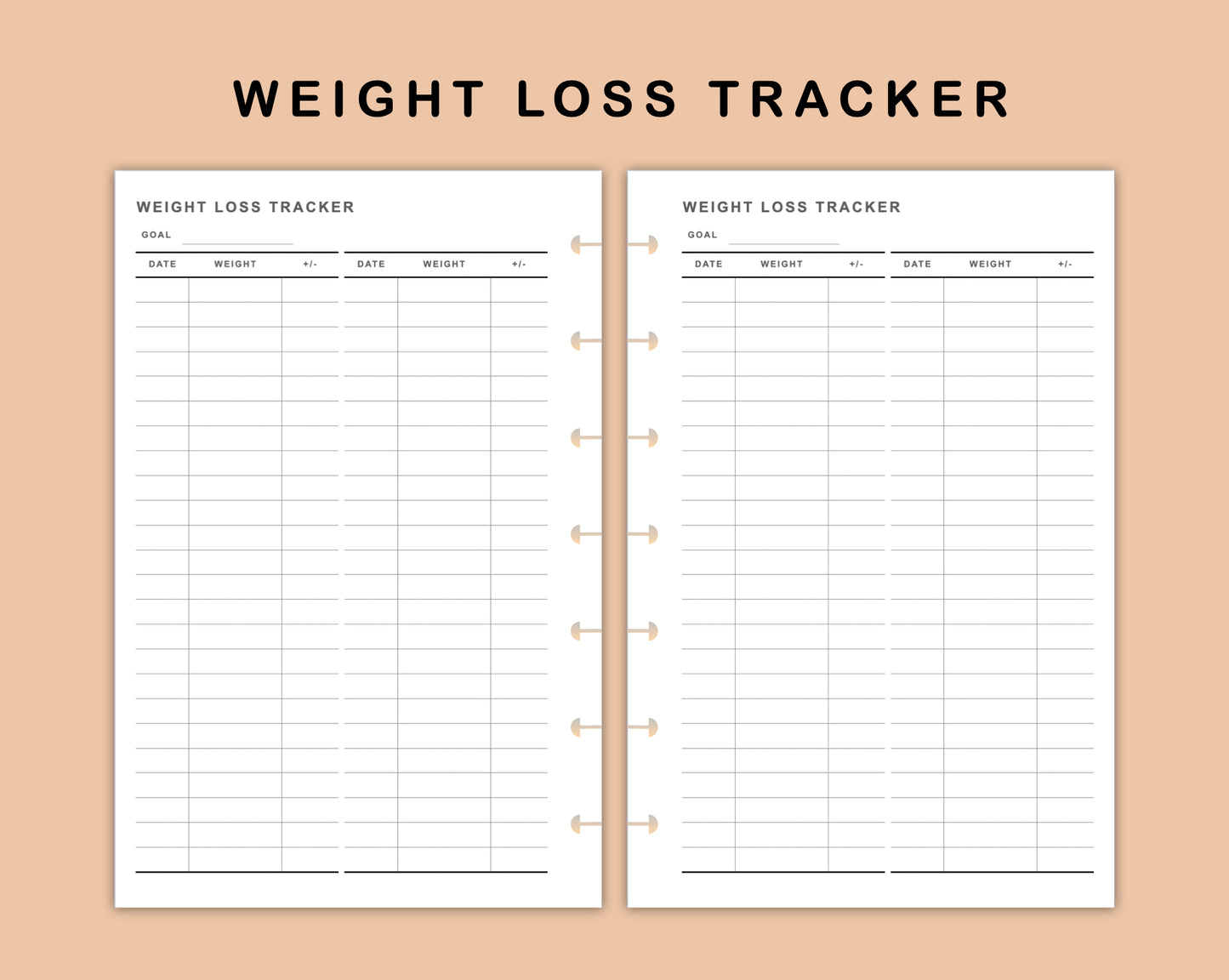 Mini Happy Planner Inserts - Weight Loss Tracker