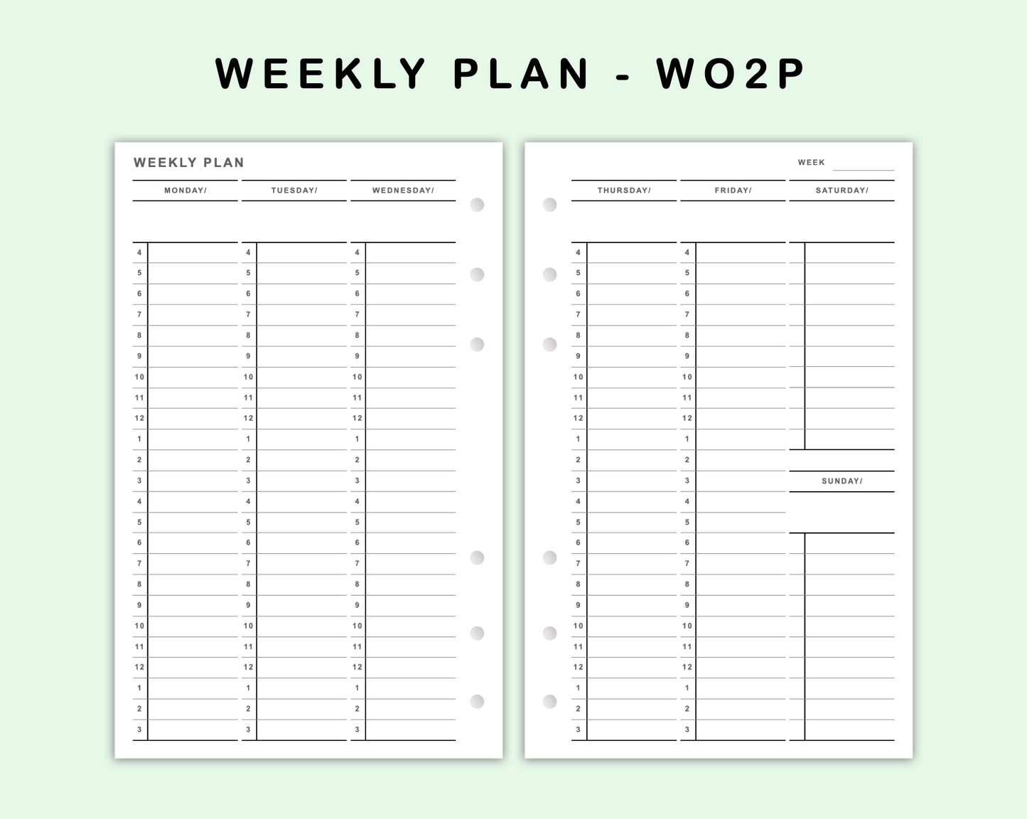 FC Compact Inserts - Weekly Plan - Vertical