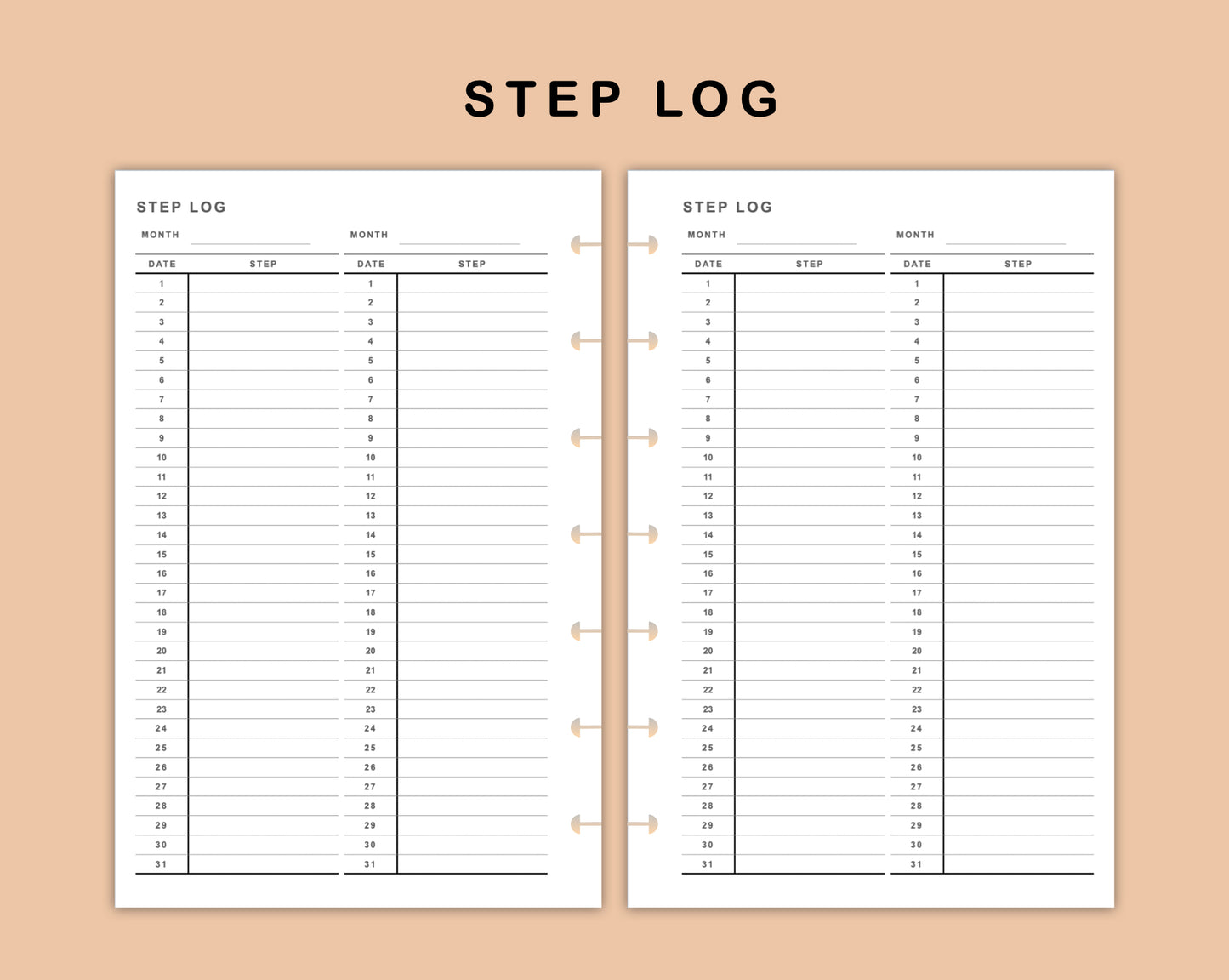 Mini Happy Planner Inserts - Step Log