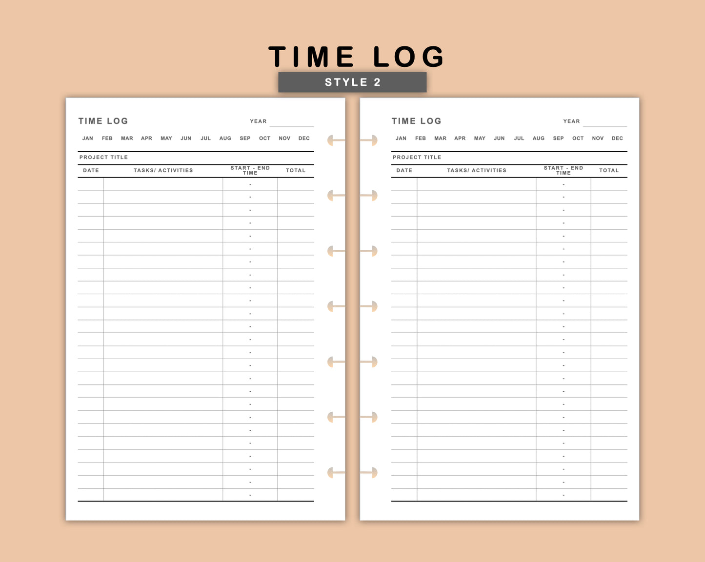 Mini Happy Planner Inserts - Time Log