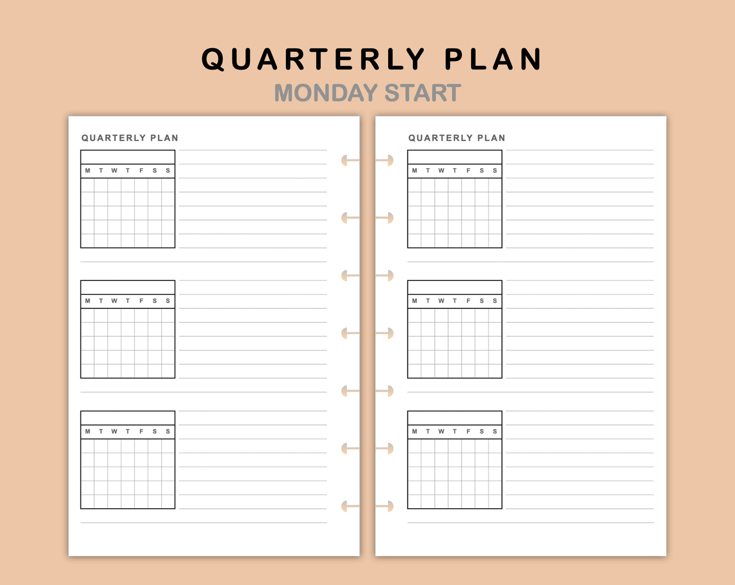 Mini Happy Planner Inserts - Quarterly Plan with Calendar