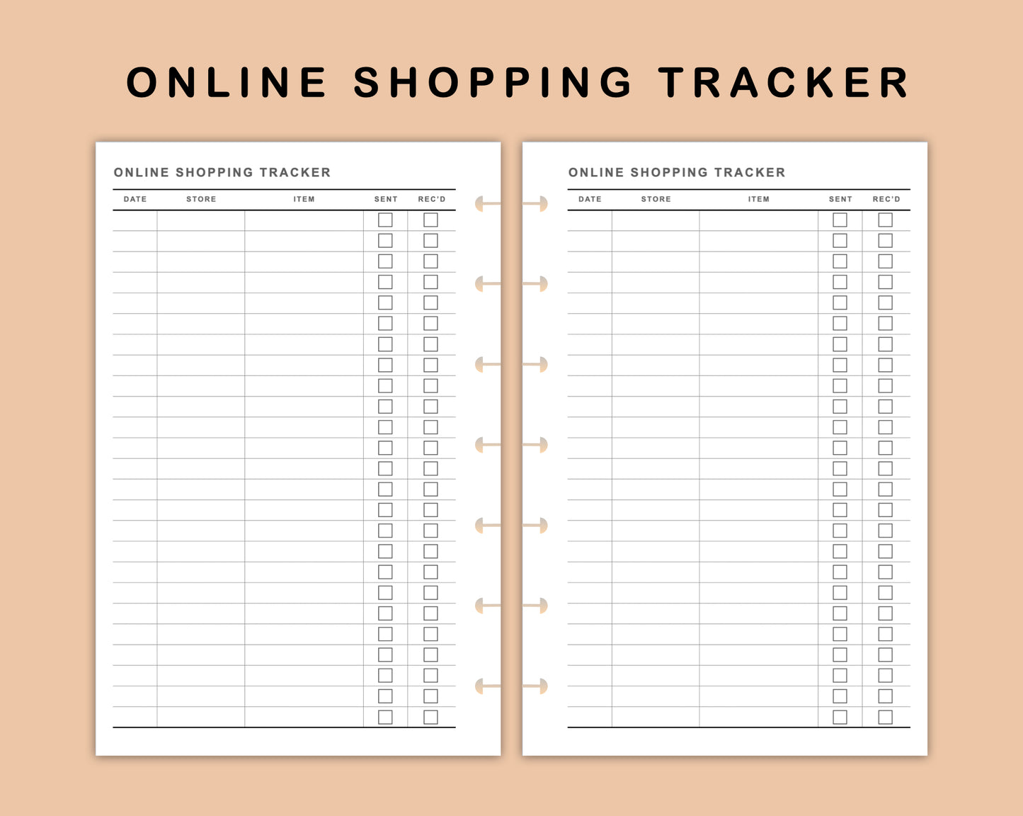 Mini Happy Planner Inserts - Online Shopping Tracker