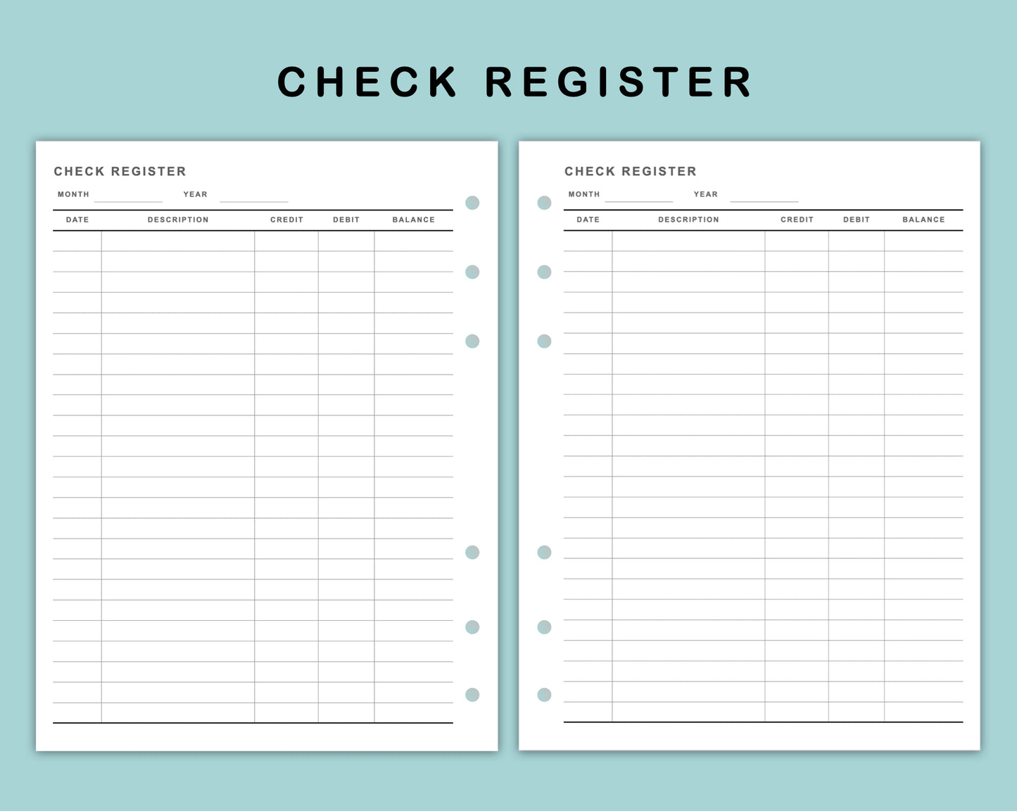 B6 Wide Inserts - Check Register