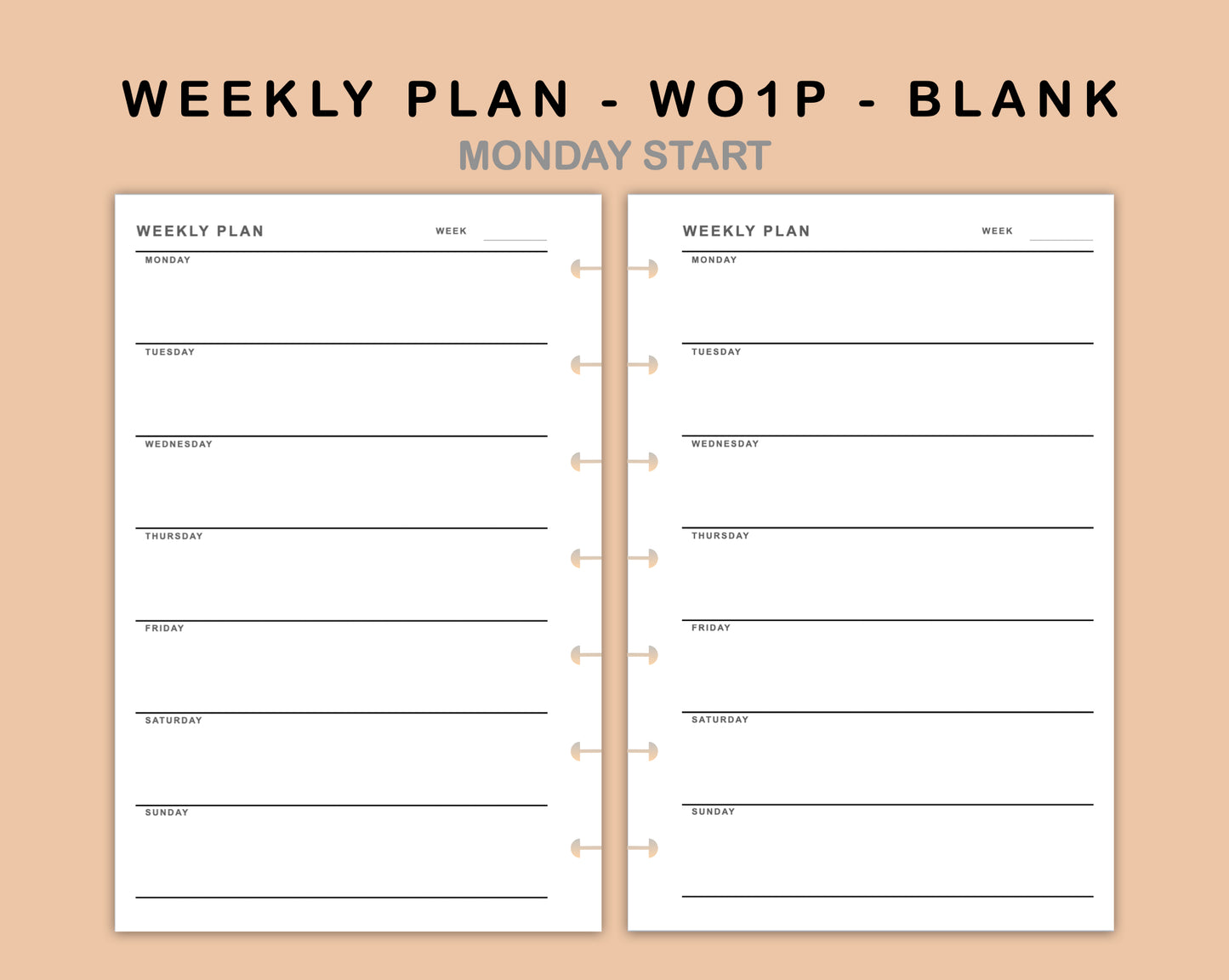 Mini Happy Planner Inserts - Weekly Plan - WO1P - Blank