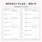 Personal Inserts - Weekly Plan - WO1P - with Top Priority