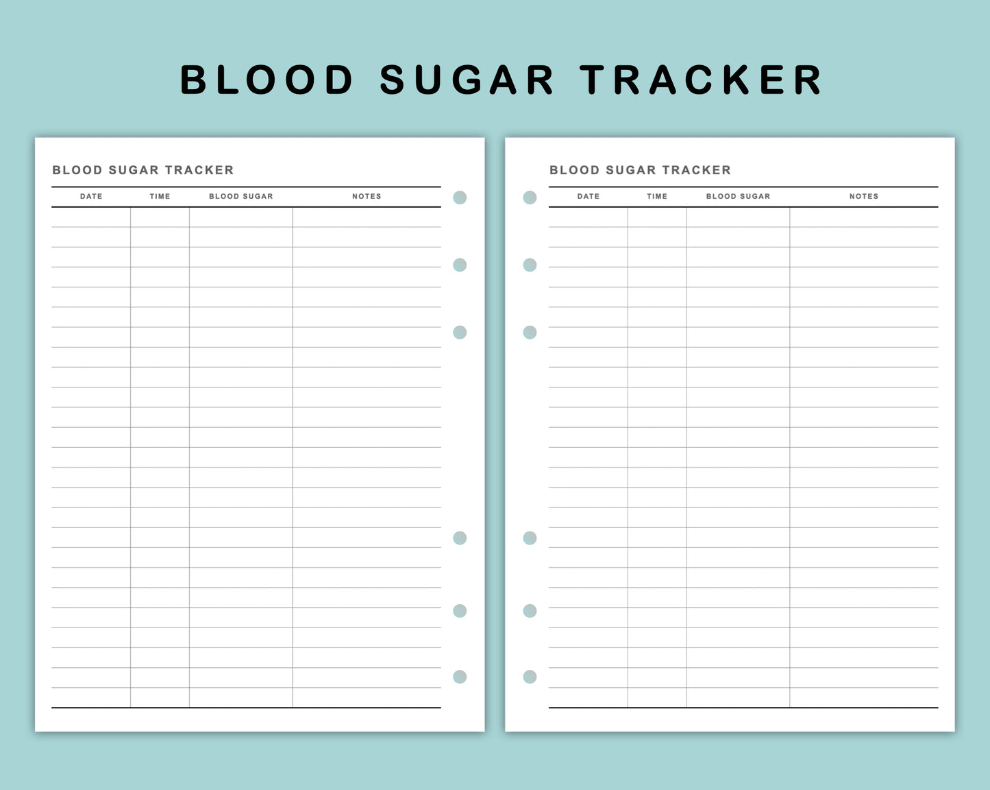 B6 Wide Inserts - Blood Sugar Tracker