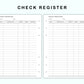 Personal Wide Inserts - Check Register