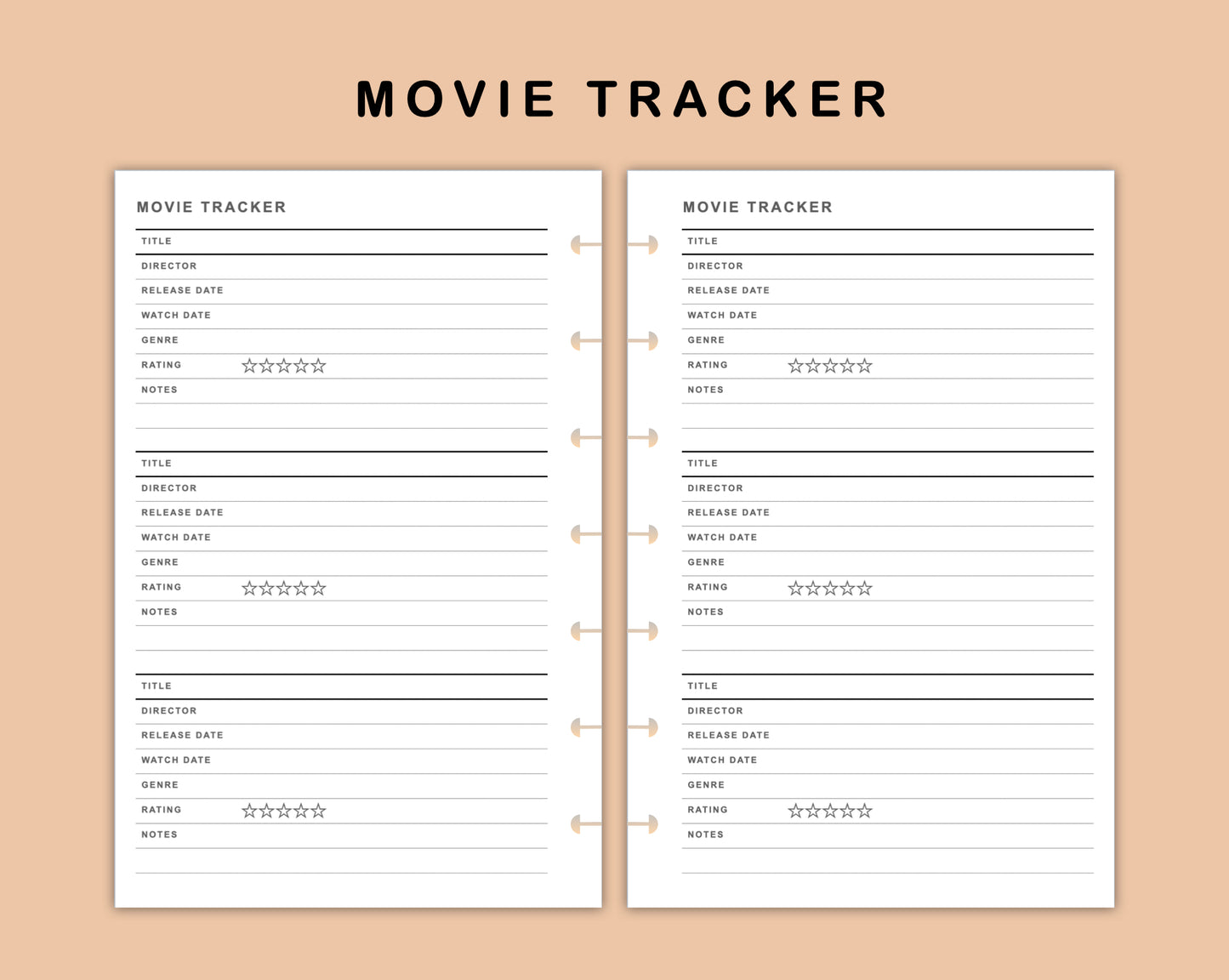 Mini Happy Planner Inserts - Movie Tracker