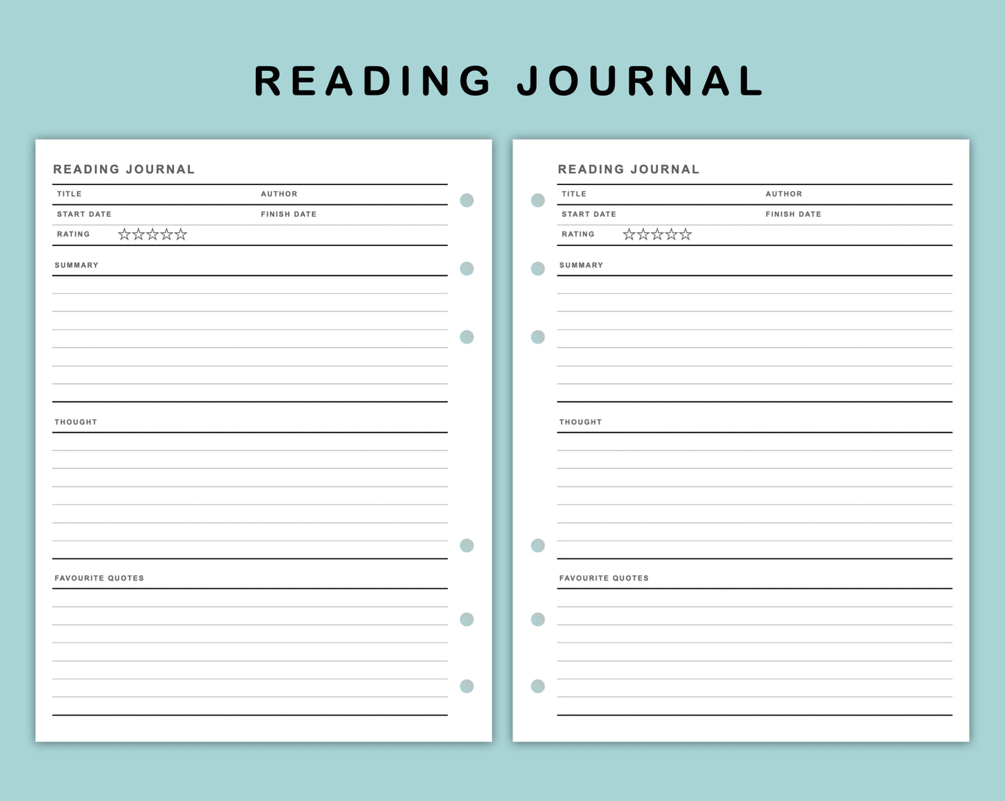 B6 Wide Inserts - Reading Journal