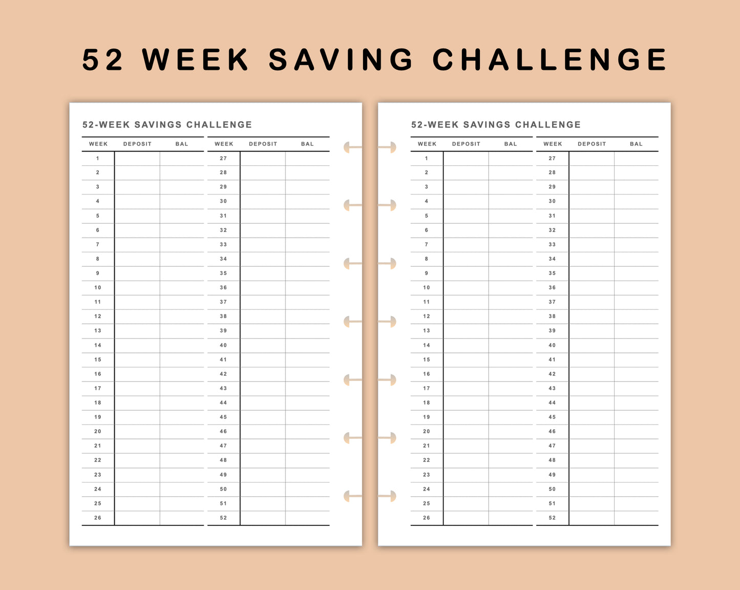 Mini Happy Planner Inserts - 52 Week Saving Challenge