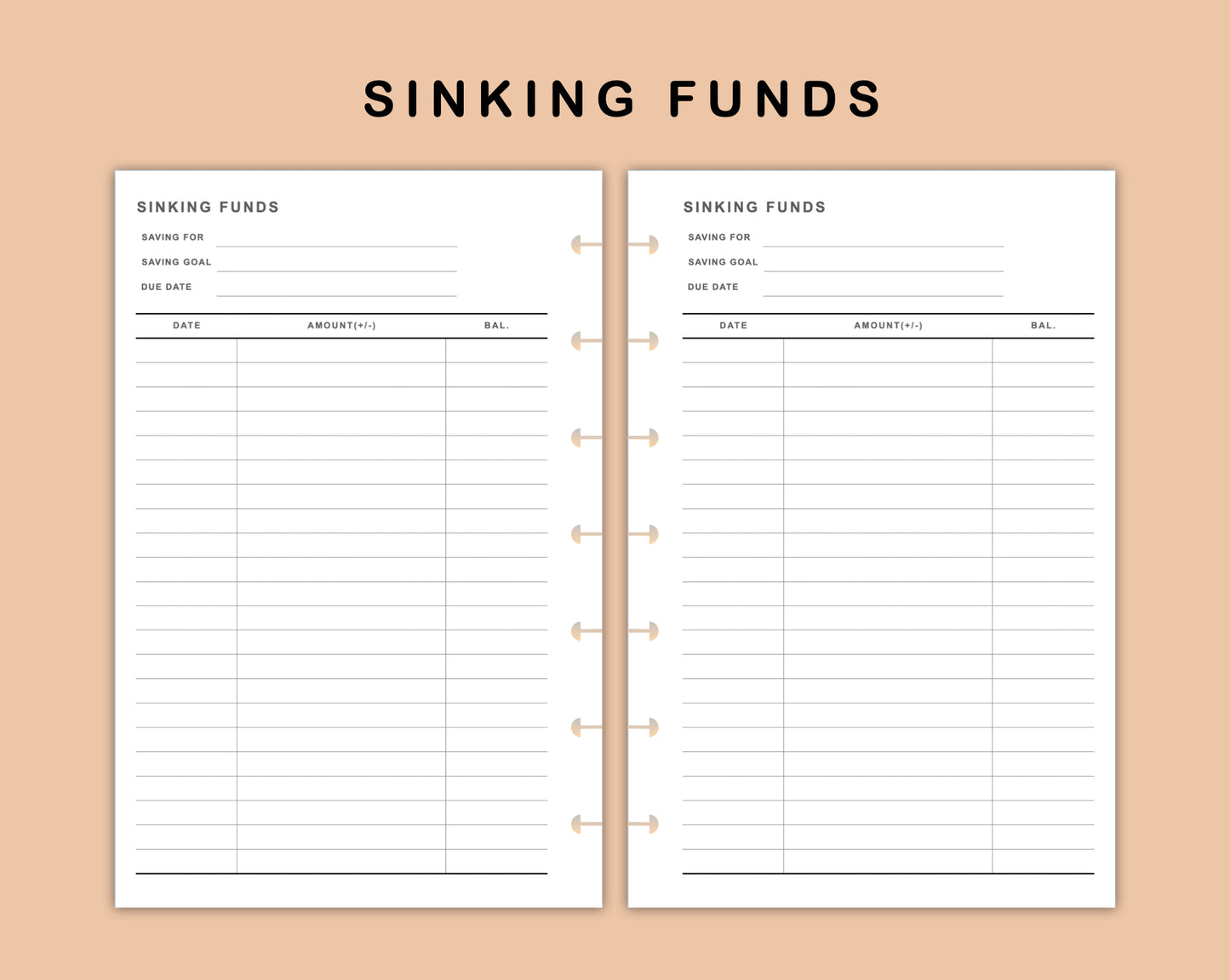 Mini Happy Planner Inserts - Sinking Funds