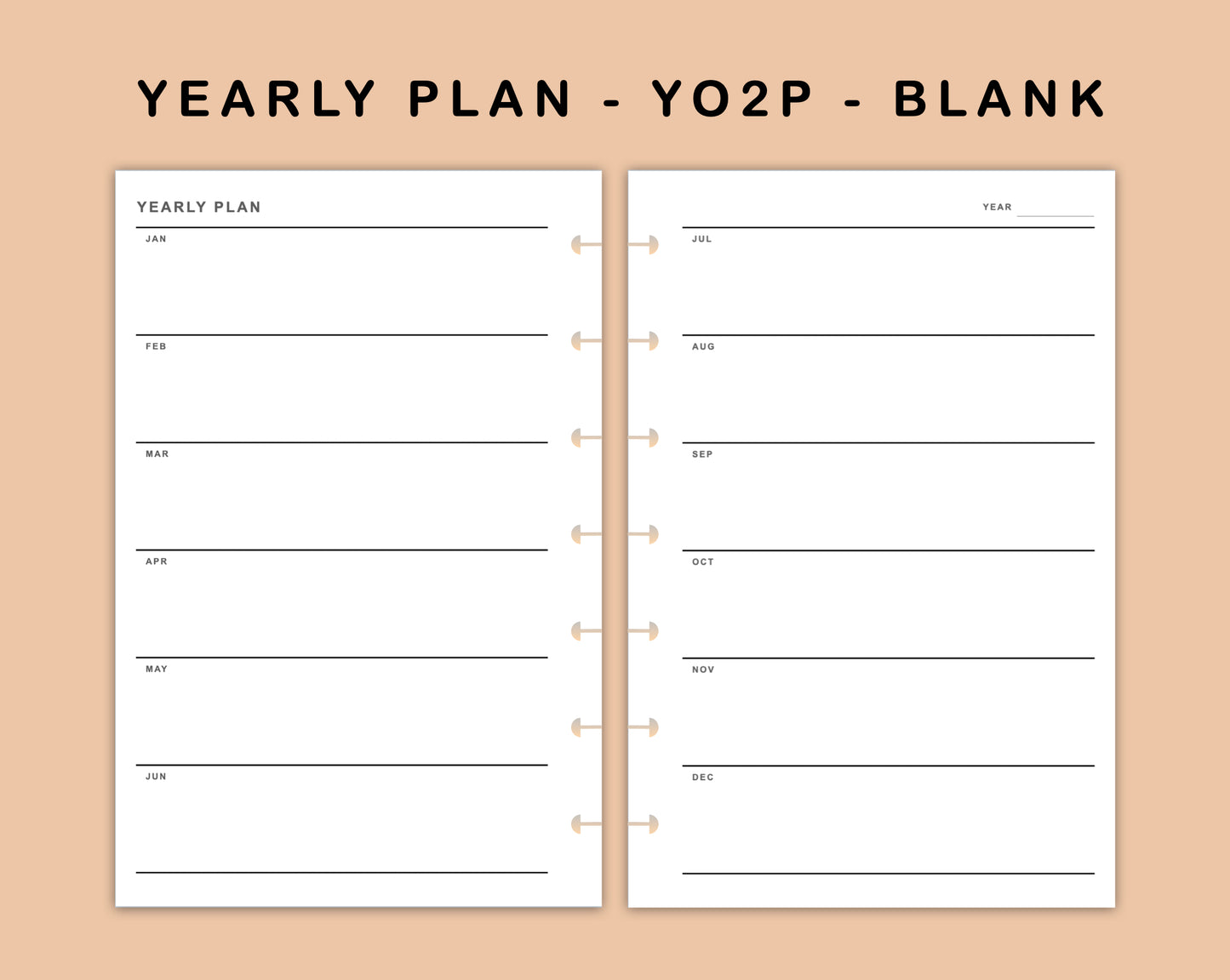 Mini Happy Planner Inserts - Yearly Plan - YO2P - Blank