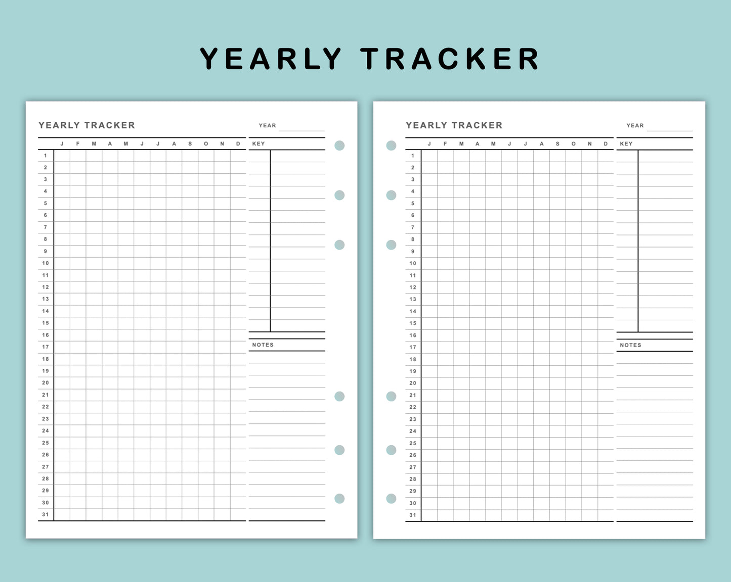 B6 Wide Inserts - Yearly Tracker