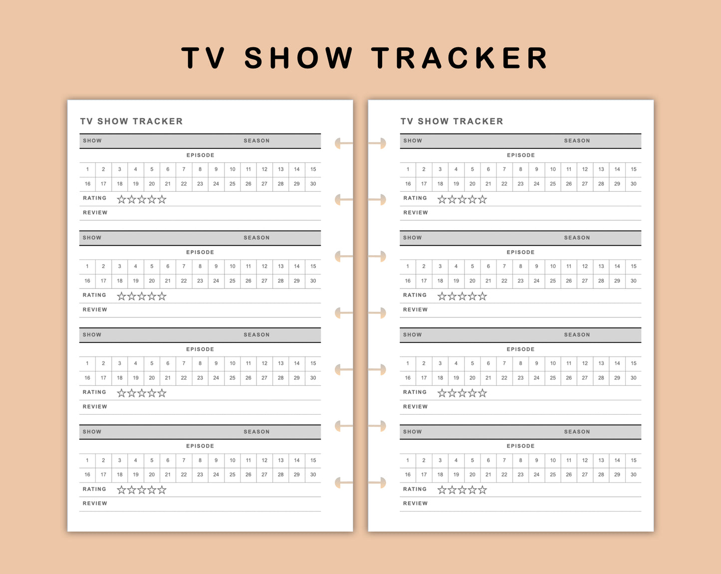 Mini Happy Planner Inserts - TV Show Tracker