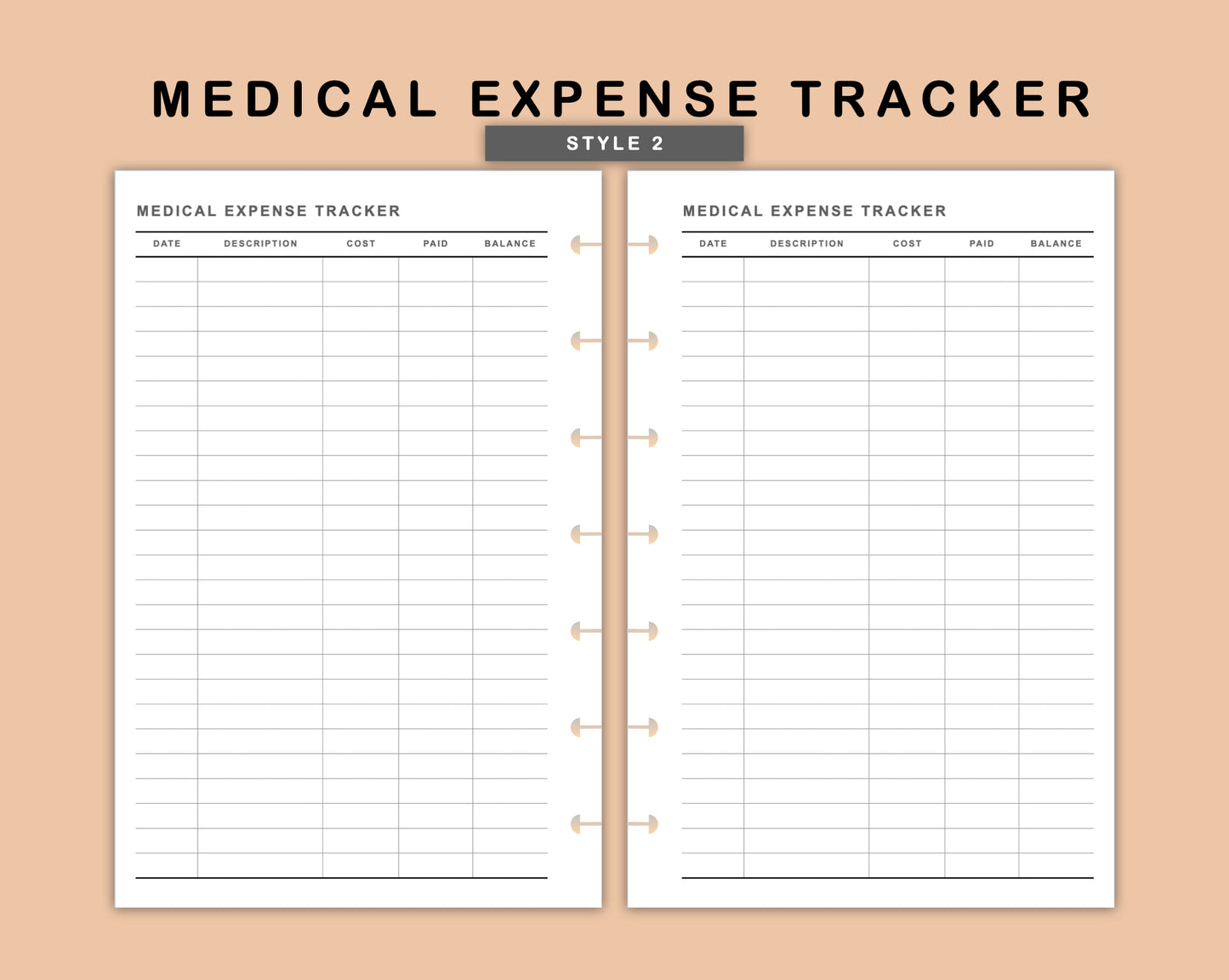 Mini Happy Planner Inserts - Medical Expense Tracker