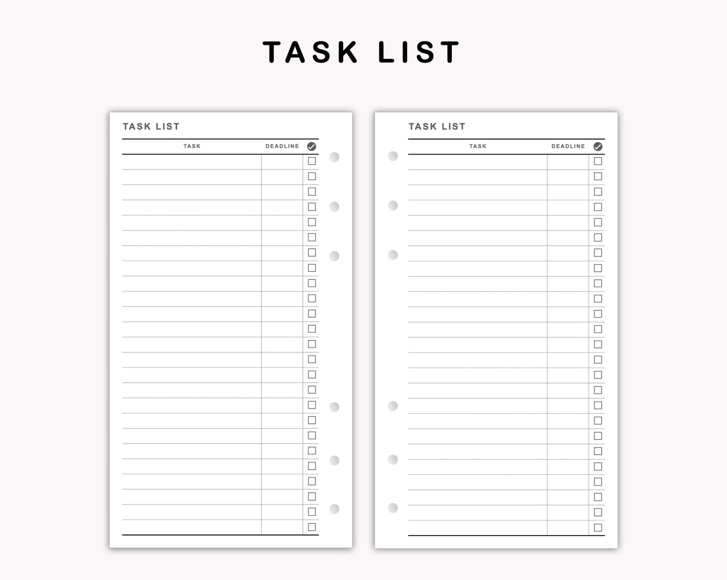 Personal Inserts - Task List