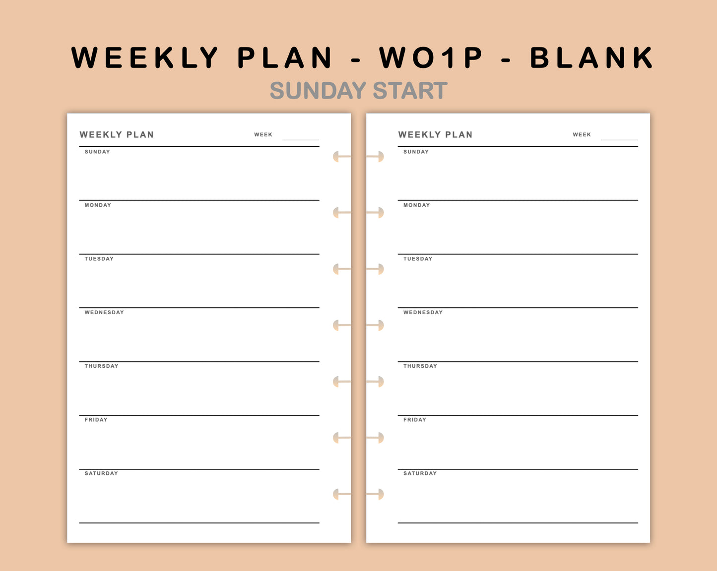 Mini Happy Planner Inserts - Weekly Plan - WO1P - Blank