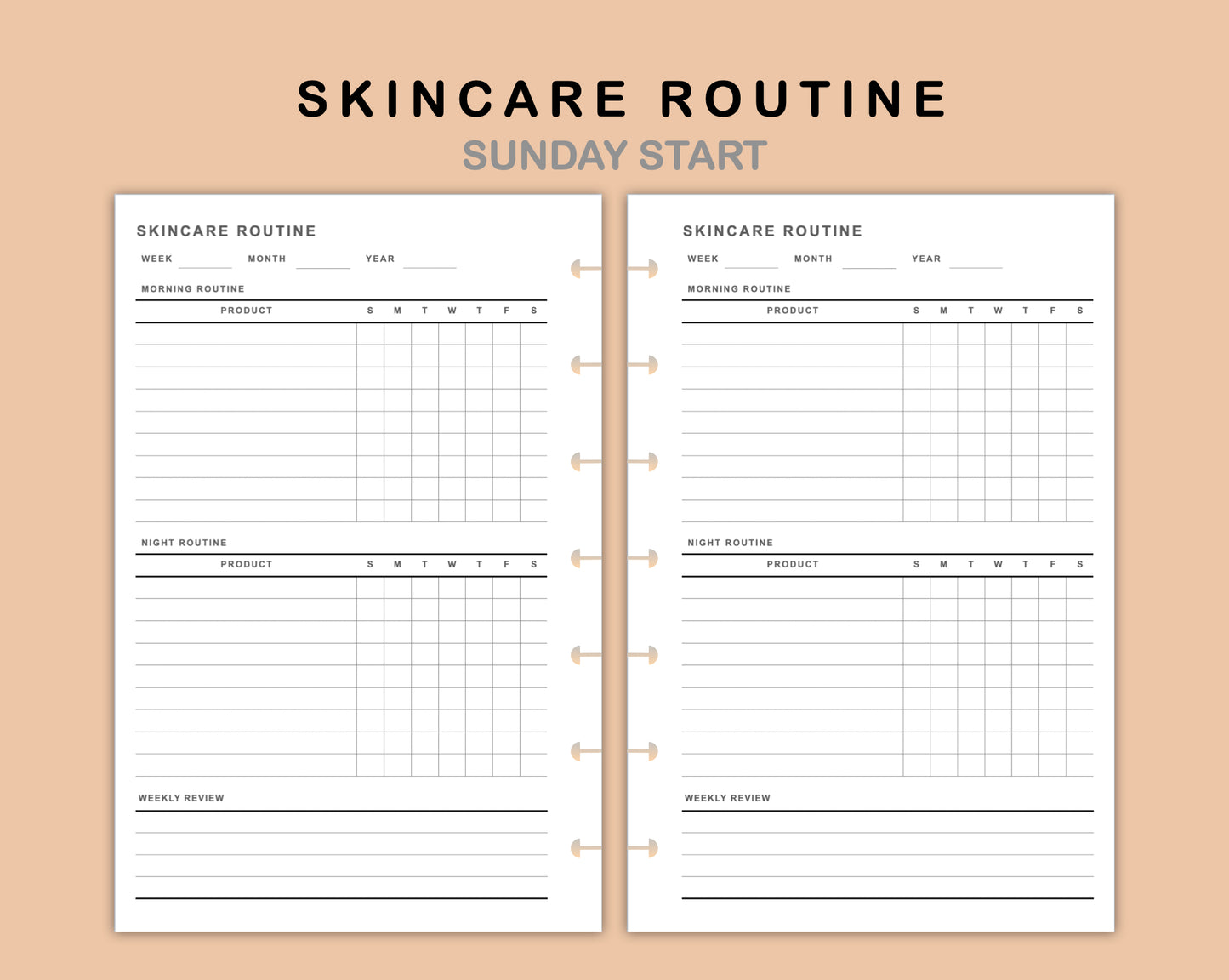 Mini Happy Planner Inserts - Skincare Routine