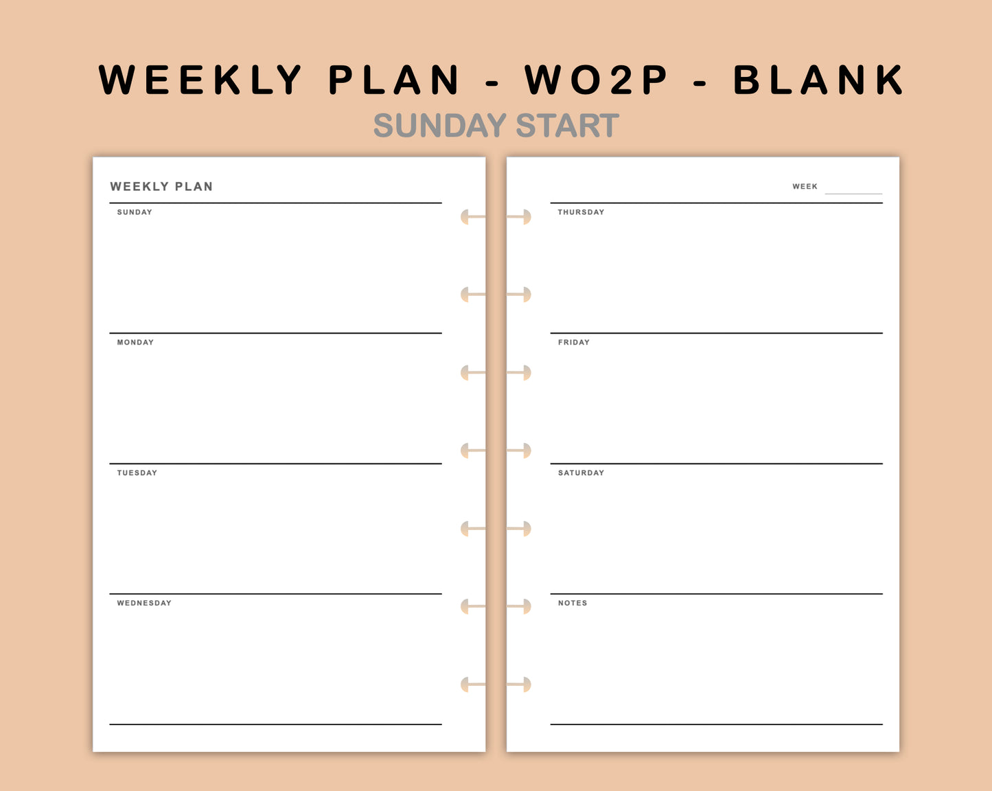 Mini Happy Planner Inserts - Weekly Plan - WO2P - Blank